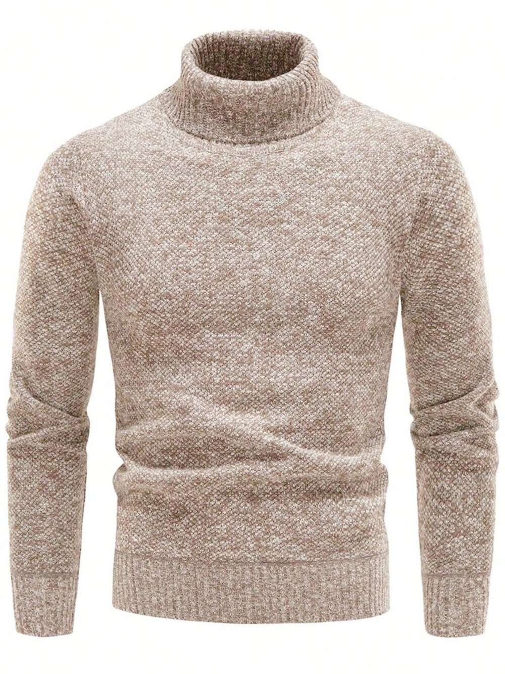 Apricot Casual Men's Turtleneck Long Sleeve Knit Sweater Pullover